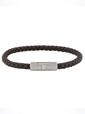 NWT unisex Hermès Goliath Black Leather Bracelet with Silver Clasp - sma…